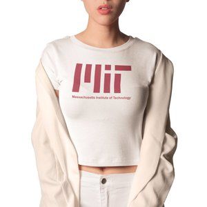 NEW MIT Massachusetts Institute Technology Form Fit Crop Top Shirt WHITE